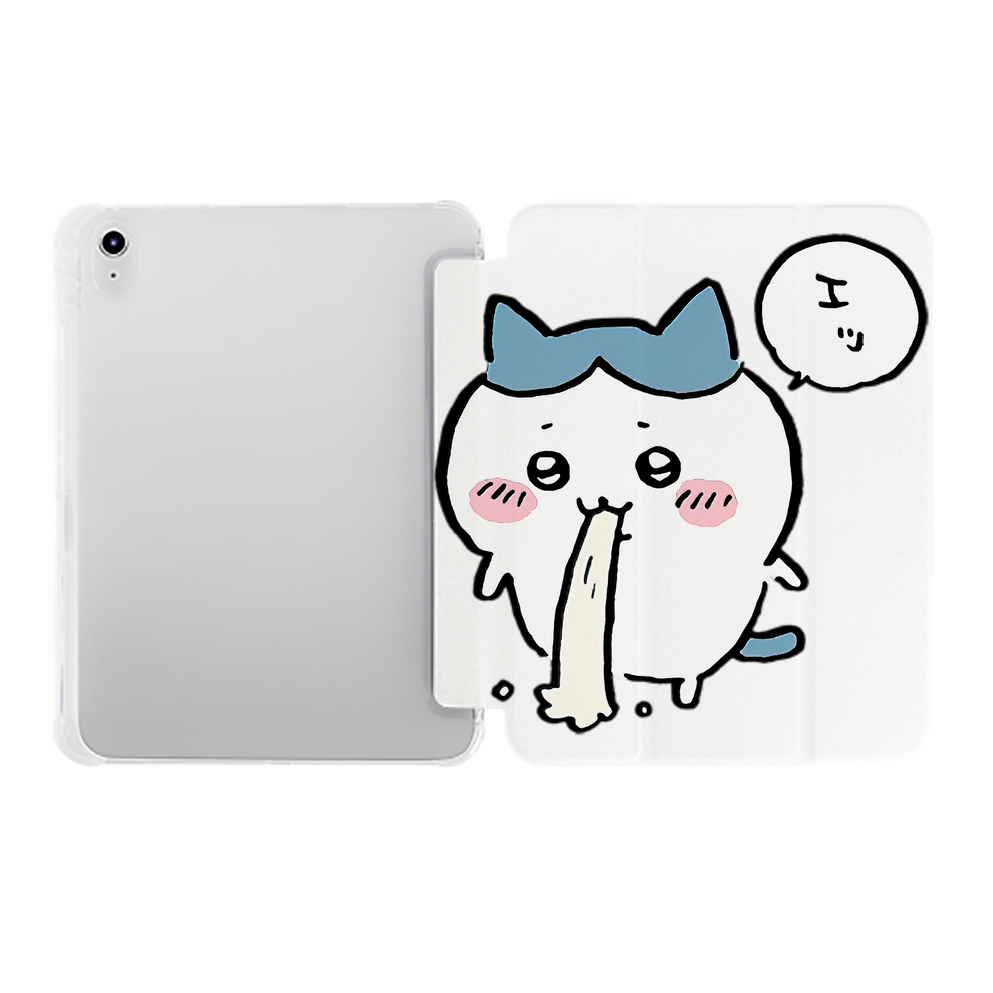 （画像用） ちいかわ ハチワレ Chii-kawa hachiware IPad ケース ペン収納付き 三つ折りスタンド PUレザー×シリコン 対応機種9.5/10.5/10.9インチ